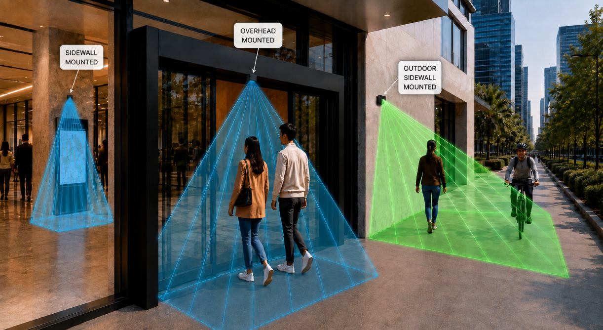 SensMax TAC-B EWP PoE-tutka-anturi henkilölaskentaan seinä- ja yläpuoliseen asennukseen